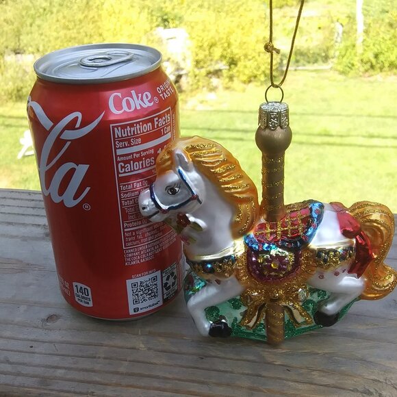 Noble  Gems by Kurt S Adler made in China glass ornament carousel horse glitter - Picture 15 of 16